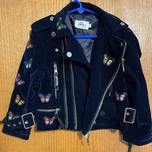 Lola + The Boys Velvet Embroidered Moto Jacket - 2T